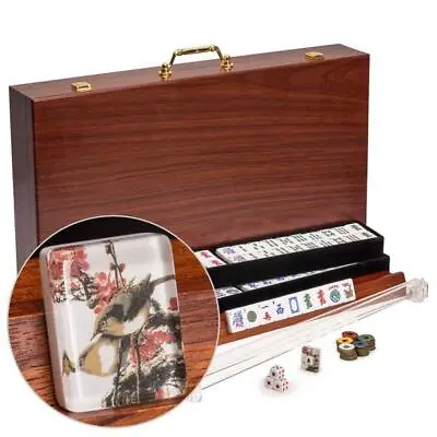 American Mahjong Little Bird Birdie 166-Tile Racks Wood Case US-AF017-D New • $79.95