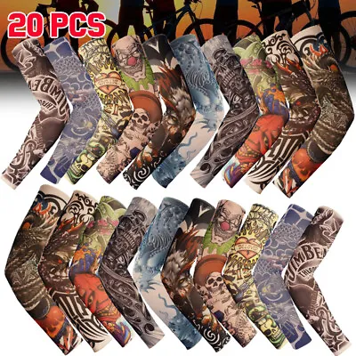 $12.99 • Buy 20PCS Cooling Tattoo Arm Sleeves UV Sun Protection Cover Sports Golf Men Women