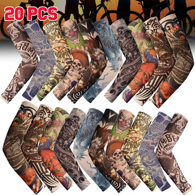 $12.99 • Buy 20PCS Cooling Tattoo Arm Sleeves UV Sun Protection Cover Sports Golf Men Women