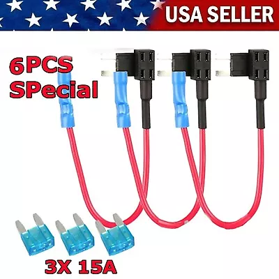 3Pack 12V 15 Amp Car Add-a-circuit Fuse TAP Adapter Kit Mini ATM APM Blade Fuse • $5.99