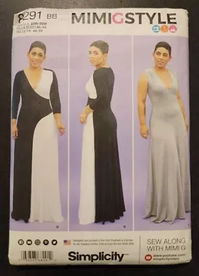 Simplicity 8291 Flowing Mimi Style Maxi Dress Plunging Neckline 20W-28W UNCUT • $8.50