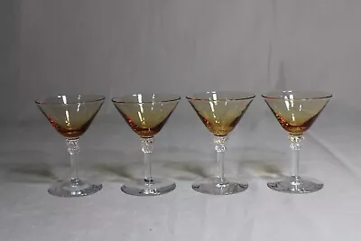 4 AMBER 2 Oz 4  Tall Mini Martini Glasses With Clear Stems • $20