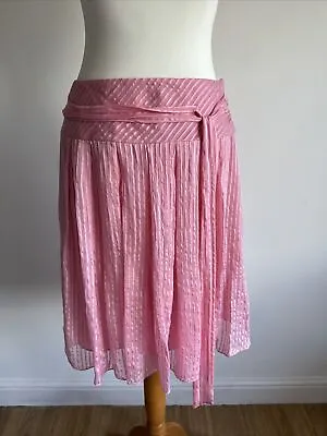 £17 • Buy Karen Millen Skirt Size 8 Pink Striped A Line 100% Silk Mini 