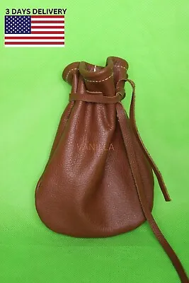 Drawstring Bag Genuine Leather Wallet Coin Pouch Case Purse For Men & Women • $16.99