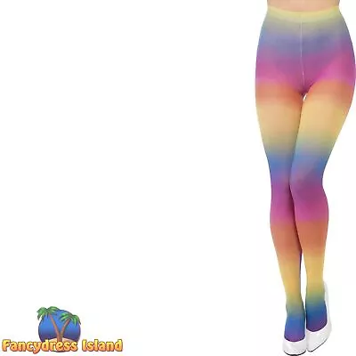 Smiffys Rainbow Opaque Tights Pantyhose Adults Fancy Dress Hosiery • £7.69