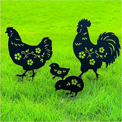 Chicken Metal Decorative Garden Stakes Chicken Gifts For Women Men Rooster&Hen W • $34.24