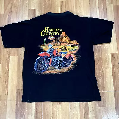 Vintage Harley-Davidson Shirt Mens Large L Black Harley Country Single Stitch • $28.95