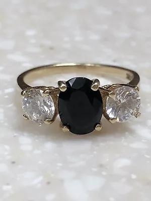 10k Solid Yellow Gold Onyx & CZ Ring • £192.84