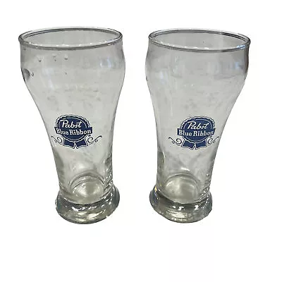 Lot Of 2 Vintage Pabst Blue Ribbon Beer Pilsner Drinking Glasses~Exc Cond BL • $15.95