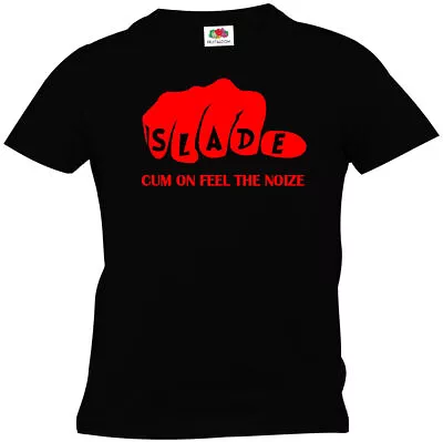 NEW SLADE 70's RED PRINT  Glam Rock Band Mens T-Shirt Black WavePunkTeeBandMusic • £11.95