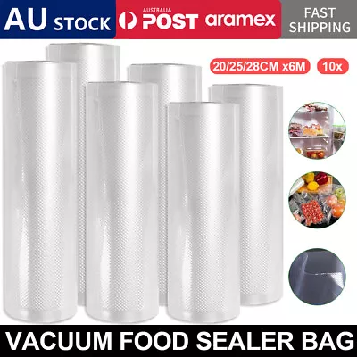2-10x Vacuum Food Sealer Roll Bags 6m X 28cm Saver Seal Storage Heat Commercial • $13.90