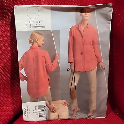 TUNIC Button SHIRT Blouse Pant Slacks Suit Set 8 10 12 14 VOGUE Sew Pattern 1054 • $7.69