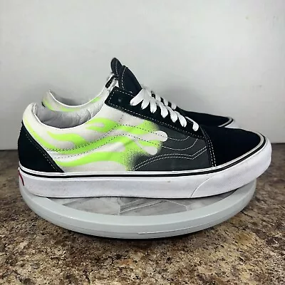 Vans Old Skool Flame Mens 10 Womens 11.5 Black Green Suede Canvas Skate Shoe • $20