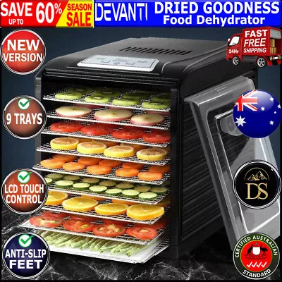 Devanti Food Dehydrators 9 Trays Fruit Dehydrator Commercial Beef Jerky Dryer • $149.64