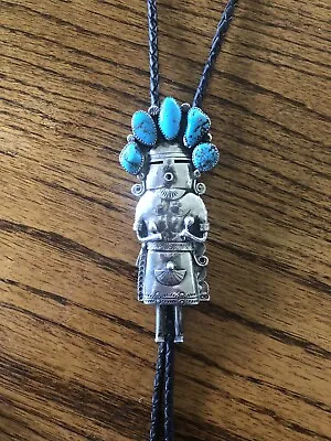 Beautiful Large Kachina Bolo. Sterling Silver And Turquoise. • $649