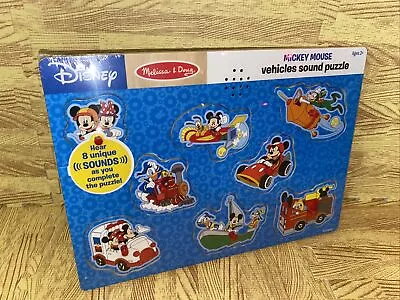 $23.20 • Buy Melissa & Doug Disney Mickey Mouse & Friends Vehicles Sound Peg Puzzle 8 Pcs Set