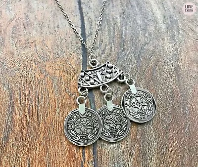 £9.99 • Buy NEW Silver Colour Coin Coins Ancient Style Roman Greek Bohemian Boho Necklace