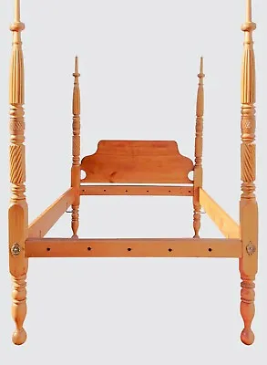 18th Century Cherry Carved Canopy Four Poster Full Size Antique Tester Bed  • $2568