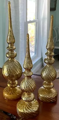 *SET OF 3* Gold Mercury Glass Finials With LED Lights • $79.99