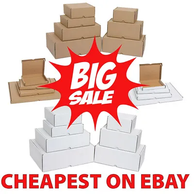 Cheap White & Brown Shipping Cardboard Small Parcel Large Letter Postal Boxes • £4.99