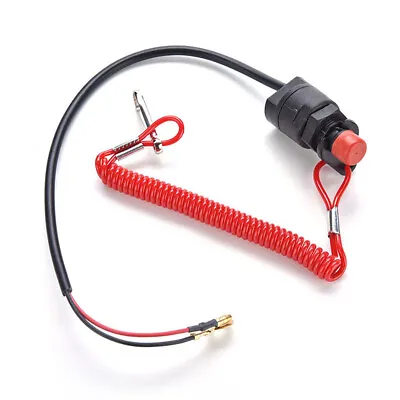 12V Engine Kill Stop Switch + Safety Lanyard Tether Cord For Yamaha Outboard ATV • $19.26