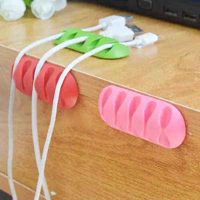 Cable Organizer USB Holder Desk USB CHARGER CABLES Holder Wire Drop Lead Holder • £3.29