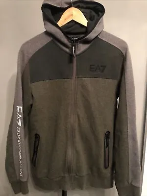 Mens EMPORIO ARMANI EA7 Full Zip Hoodie Green/Grey Tracksuit Top Jacket Sz Sm • £9.99