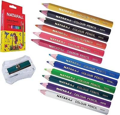 CHILDRENS KIDS HALF SIZE SMALL COLOURING COLOR PENCILS ART + Free Sharpener • £2.95