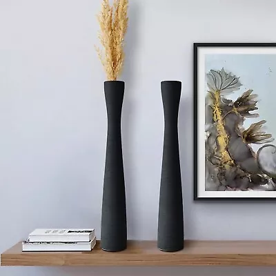 Fast Ship Tall Vase Black Ceramic 16  40cm  2-Pack MONTEX Modern Flower Vase • $24