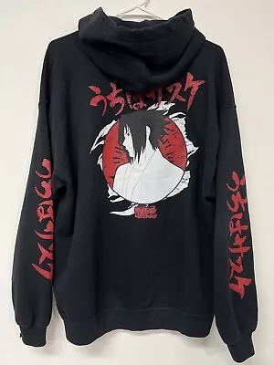 Naruto Shippuden Sasuke Hoodie Mens Size Large Black Pullover Anime Akatsuki • $28.88