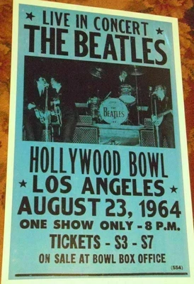$39.75 • Buy THE BEATLES HOLLYWOOD BOWL LA 1964 60S  CONCERT POSTER California John Lennon +3