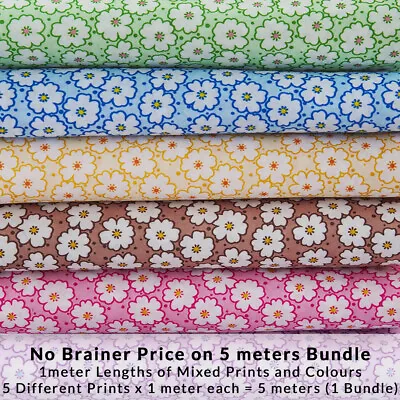 Floral Vintage Fabric Daisy Print Pattern Craft Material By The Yard Or Bundle • £1.99