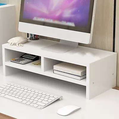 2 Tier Computer Riser Monitor Stand PC Laptop TV Display Work Desk Storage Use • £12.89