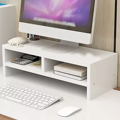 2 Tier Computer Riser Monitor Stand PC Laptop TV Display Work Desk Storage Use • £14.49