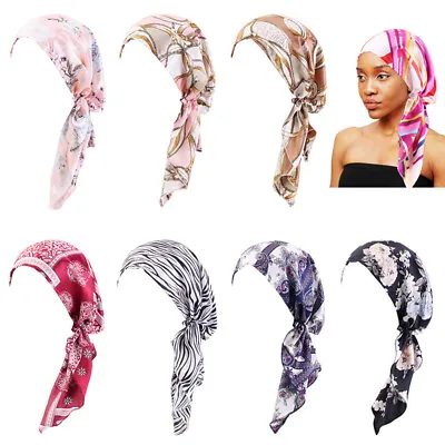 Pre-Tied Turban Hat Headscarf Hair Loss Muslim Hijab Cancer Head Scarf Chemo Cap • £4.12