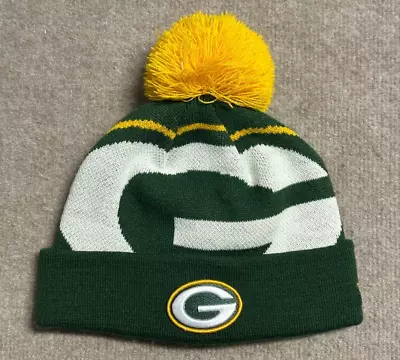 Green Bay Packers Winter Hat Beanie Pom Pom One Size Green Football New Era • $9.99