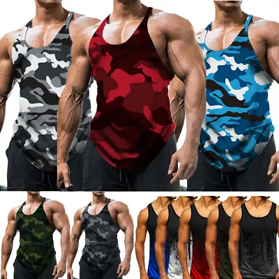 Men Gym Tank Top Vest Sleeveless Bodybuilding Fitness Muscle Workout Tee T-shirt • $9.57