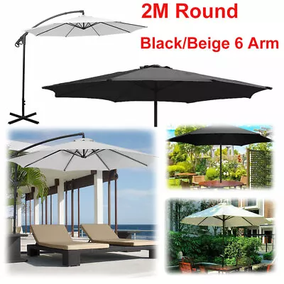 For 6 Arm Umbrella 200cm Polyester Cloth Garden Parasol Canopy Cover Replacement • £10.50