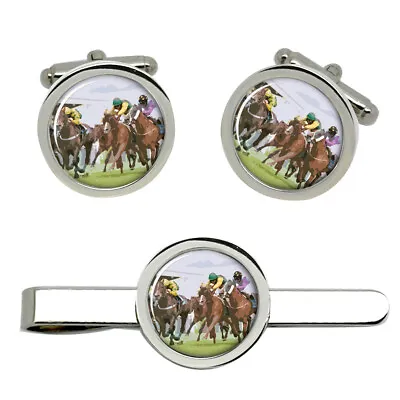 Horse Racing Cufflinks And Tie Clip Set • £23.99