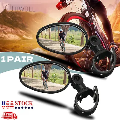 2Pcs Bike Mirror Rotaty Round MTB Road Handlebar Bicycle Rear View Glass Cycling • $7.06