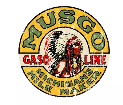 Fits VINTAGE Rustic MUSGO GASOLINE GAS Motor Oil PETROLEUM Truck STICKER DECAL • $4.75