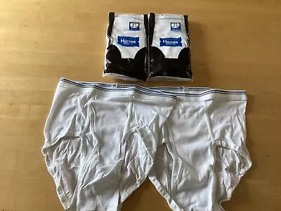 Vintage Underwear Hanes Mens White Brief 34 Made In USA 1980s 8 Pair New Rare • $179