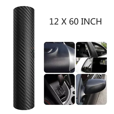 3D Carbon Fiber Black Matte Textured Car Vinyl Wrap Sticker Decal Film Sheet DIY • $7.99