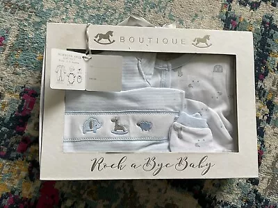 Boutique Rock A Bye Baby Newborn Boy Baby 5 Piece  Gift Set 0-3m New Boxed • £20