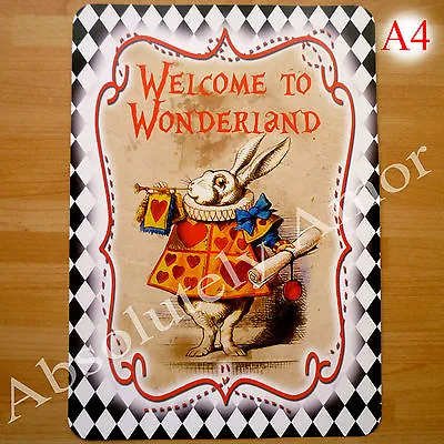 £3.69 • Buy 1 Alice In Wonderland A4 WELCOME SIGN Playing Card Prop Mad Hatters Tea Party BW
