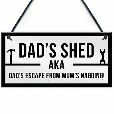 Funny Dads Shed Sign Hanging Man Cave Garden Plaque Fathers Day Gift For Dad • £3.99