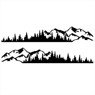 Tree Mountain Forest Graphics Car Side Body Sticker Decor Vinyl Decal Black 2Pcs • $24.40