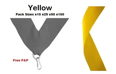 YELLOW MEDAL RIBBONS LANYARDS WITH CLIP 22mm WOVEN PACKS OF 10/25/50/100 • £2.49