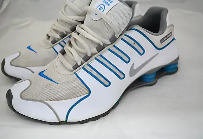 Mens NIKE Shox NZ White Blue Running Lifestyle Shoes Size 12 - 2013 • $84.99