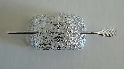 SALE Filigree Vintage Hair Clip Pin West Germany Light Weight Never Worn SilverD • $5